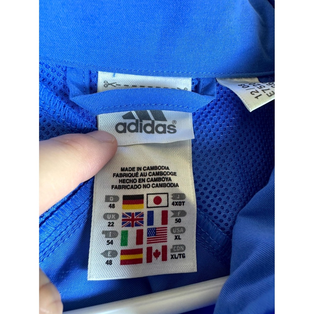 Vintage Adidas Track Jacket Women XL Blue Raglan Sleeve Runner Athletic Full Zip - Picture 3 of 7